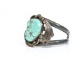 Dee Morris Sterling Rope And Fan Edged Turquoise Southwestern Style Cuff Bracelet