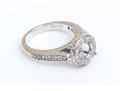 18k White Gold Beautiful Chased Diamond Set Halo Semi Mount, App. 0.24 TCW, Size 5.25