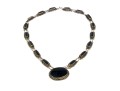 Vintage Black Wood And Gold Plated Impactful Chunky Opera Length Necklace