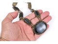 Vintage Black Wood And Gold Plated Impactful Chunky Opera Length Necklace