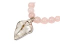 Striking Graduated Pink Rose Quartz Necklace With Brutalist Heart Pendant
