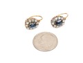14k Yellow Gold Striking Vintage Blue And White Sapphire Halo Earrings