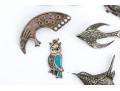 Sterling Silver And 800 Silver Collection Of Assorted Bird Motif Jewelry Pieces