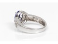 14k White Gold Lovely Oval Tanzanite And Diamond Halo Ring, Size 7