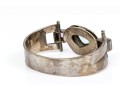 Sterling Spectacular Chunky Contemporary Free Form Blue Topaz And Amethyst Bangle Bracelet
