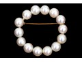 14k Yellow Gold Classic 5.5 Mm Cultured Pearl Circle Brooch