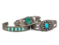 Lot Of Three Sterling Silver Southwestern Cuff Style Bracelets