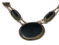 Vintage Black Wood And Gold Plated Impactful Chunky Opera Length Necklace
