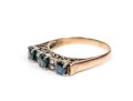 14k Gold Striking Vintage Sapphire And Diamond Band Ring, Size 8.75
