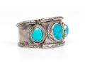 Sterling Silver Three Stone, Rope Edged Southwestern Style Cuff Bracelet