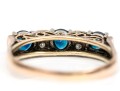 14k Gold Striking Vintage Sapphire And Diamond Band Ring, Size 8.75