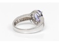 14k White Gold Lovely Oval Tanzanite And Diamond Halo Ring, Size 7