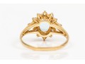 14k Yellow Gold Lovely Oval Aquamarine And Diamond Halo Ring, Size 6.75