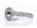 18k White Gold Beautiful Chased Diamond Set Halo Semi Mount, App. 0.24 TCW, Size 5.25