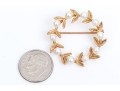 14k Yellow Gold Pretty Vintage 3.5 Mm Cultured Pearl And Leaf Motif Circle Brooch