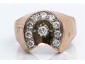10K Yellow Gold And Diamond Lucky Horseshoe Ring, App. 0.62 TCW, Size 12.75