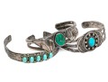 Lot Of Three Sterling Silver Southwestern Cuff Style Bracelets