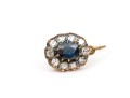 14k Yellow Gold Striking Vintage Blue And White Sapphire Halo Earrings