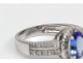 14k White Gold Lovely Oval Tanzanite And Diamond Halo Ring, Size 7