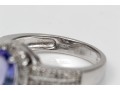 14k White Gold Lovely Oval Tanzanite And Diamond Halo Ring, Size 7