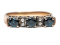 14k Gold Striking Vintage Sapphire And Diamond Band Ring, Size 8.75