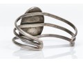 Sterling Silver And Rope Edged Turquoise Southwestern Style Cuff Bracelet