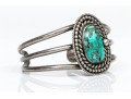 Sterling Silver And Rope Edged Turquoise Southwestern Style Cuff Bracelet