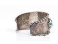 Sterling Silver Three Stone, Rope Edged Southwestern Style Cuff Bracelet