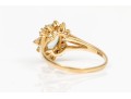 14k Yellow Gold Lovely Oval Aquamarine And Diamond Halo Ring, Size 6.75