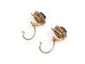 14k Yellow Gold Striking Vintage Blue And White Sapphire Halo Earrings