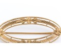 14k Yellow Gold Pretty Vintage Oval Chased And Floral Motif Brooch