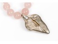 Striking Graduated Pink Rose Quartz Necklace With Brutalist Heart Pendant
