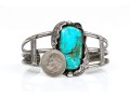 Sterling Silver And Feather Edged Turquoise Southwestern Style Cuff Bracelet