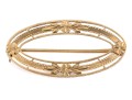 14k Yellow Gold Pretty Vintage Oval Chased And Floral Motif Brooch