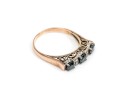 14k Gold Striking Vintage Sapphire And Diamond Band Ring, Size 8.75