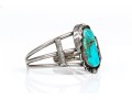 Sterling Silver And Feather Edged Turquoise Southwestern Style Cuff Bracelet