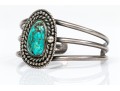 Sterling Silver And Rope Edged Turquoise Southwestern Style Cuff Bracelet