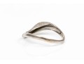 14k White Gold Contemporary Sandblasted Wave Style Band Ring, Size 7