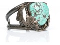 Dee Morris Sterling Rope And Fan Edged Turquoise Southwestern Style Cuff Bracelet