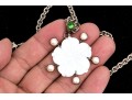 Sterling Silver Lovely Mother-of-pearl Flower Pendant, On Chunky Curb Chain