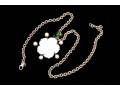 Sterling Silver Lovely Mother-of-pearl Flower Pendant, On Chunky Curb Chain