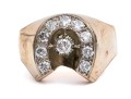 10K Yellow Gold And Diamond Lucky Horseshoe Ring, App. 0.62 TCW, Size 12.75