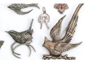 Sterling Silver And 800 Silver Collection Of Assorted Bird Motif Jewelry Pieces