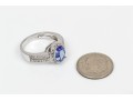 14k White Gold Lovely Oval Tanzanite And Diamond Halo Ring, Size 7