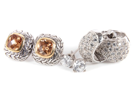 Sterling Silver And Glass Earrings