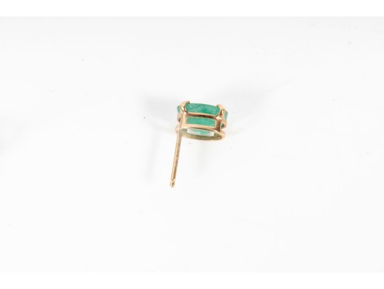 14k Yellow Gold Emerald Stud Earrings