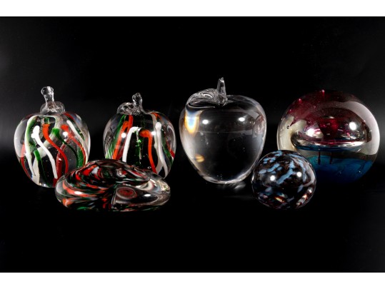 Six Art Glass Paperwights
