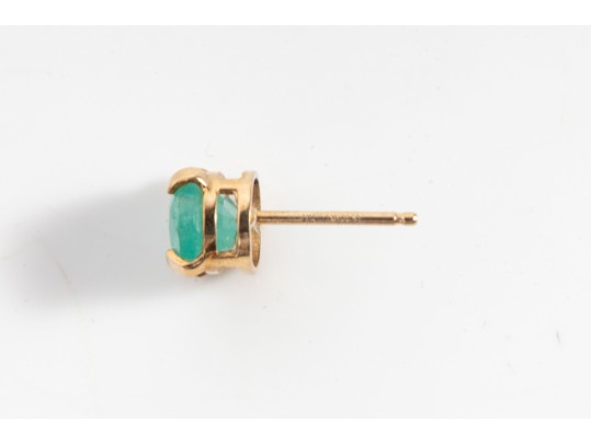 14k Yellow Gold Emerald Stud Earrings