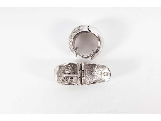 Sterling Silver And Glass Earrings