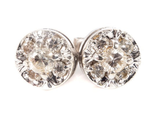 14k White Gold Diamond Stud Earrings